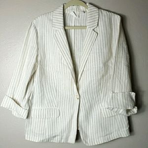 CHICO'S linen stripe blazer